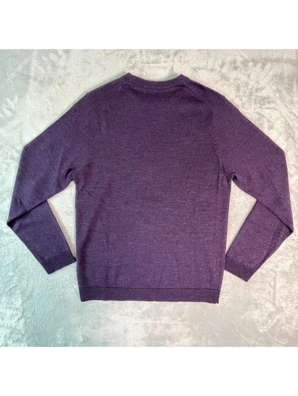 APT. 9 Merino Wool Crewneck Sweater Mens S Purple Soft Knit Preppy Classic Cozy